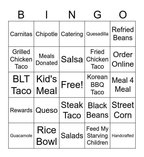 Tacos 4 Life + Yelp STL Bingo Card