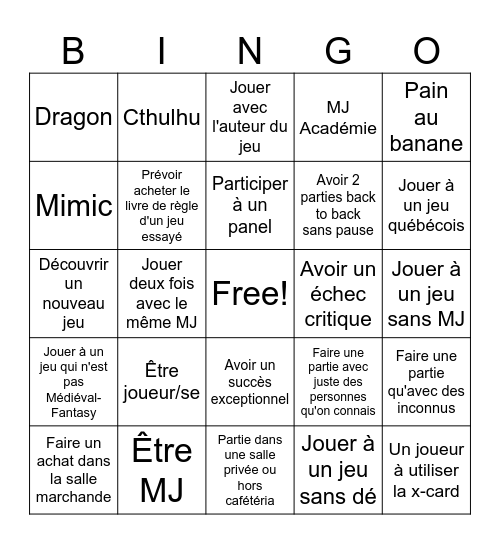 Festival Draconis (participant) Bingo Card