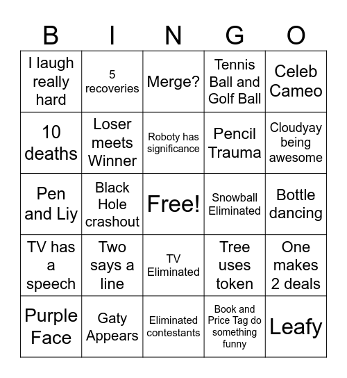 TPOT Bingo Card