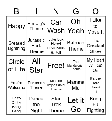 Iconic Movies & Shows Bingo Card