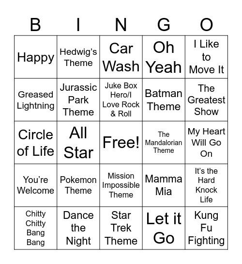 Iconic Movies & Shows Bingo Card