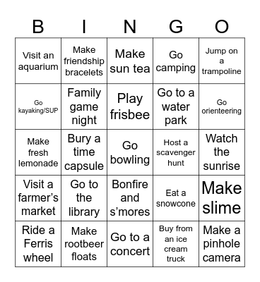 Summer 2025 Bingo Card