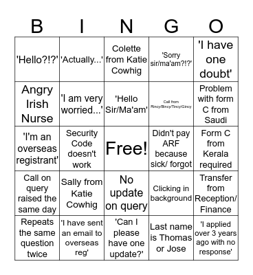 NMBI BINGO Card
