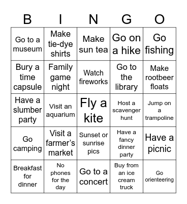 Summer 2025 Bingo Card