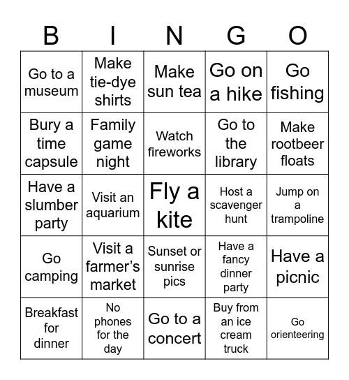 Summer 2025 Bingo Card