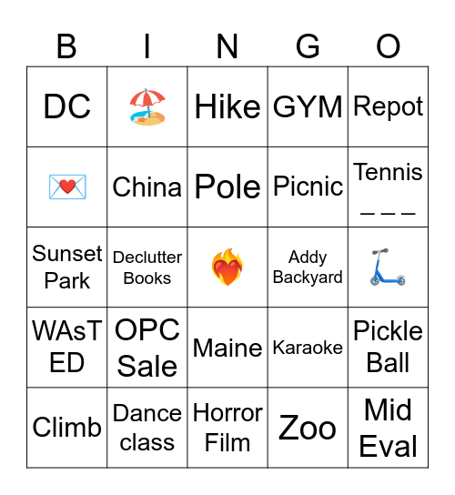 SUMMERINGO 2025 Bingo Card