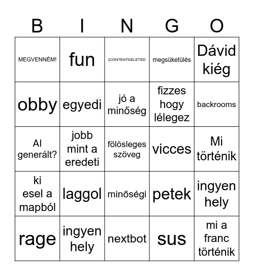 Dávid oline Bingo Card