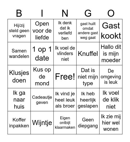 B&B vol liefde 2025 Bingo Card