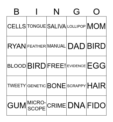 DNA Bingo Card