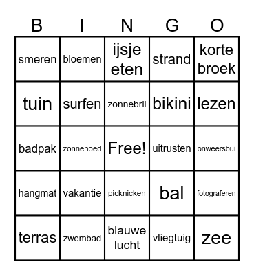 Zomerbingo Card