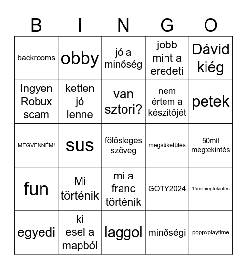 Dávid oline Bingo Card