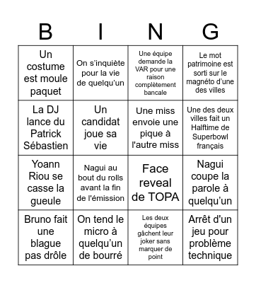 CHALALALALA Bingo Card