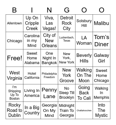 Steve's Music Bingo "Oh the Places You'll Go" Bingo Card