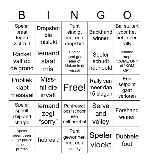 Tie-Breakers Love-30 Open Bingo Card