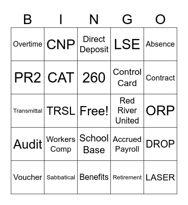 PAYROLL BINGO Card