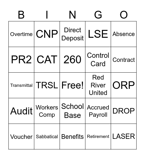 PAYROLL BINGO Card
