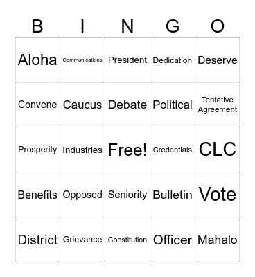 891 70th Quadrennial Convention Bingo Card