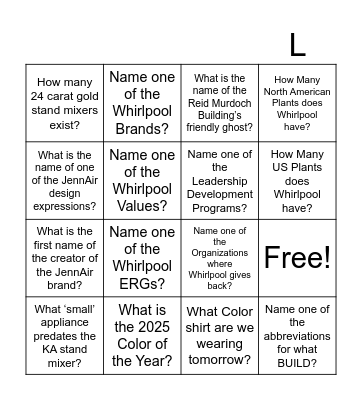 BUILD Bingo Card