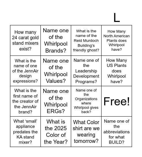 BUILD Bingo Card