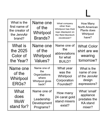 BUILD Bingo Card