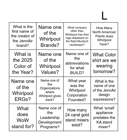 BUILD Bingo Card