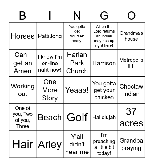 TCA Bingo Card