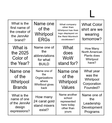 BUILD Bingo Card