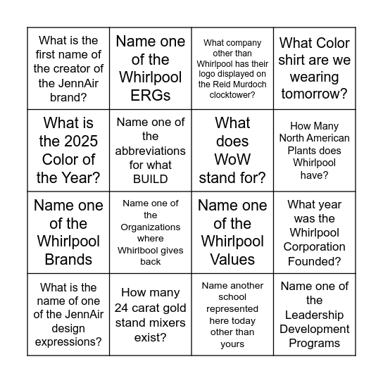 BUILD Bingo Card