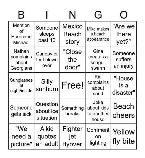 Return of the Roberts: Big Gulf Energy Bingo Card