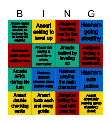 Campaign bingo Card