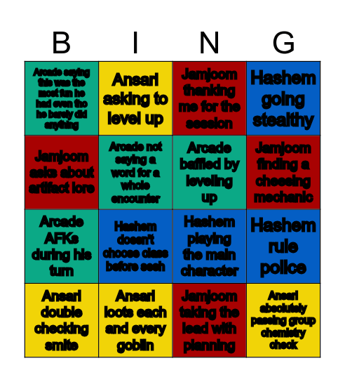 Campaign bingo Card