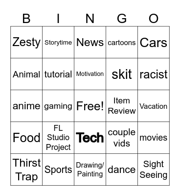 Tiktok Fyp Bingo Card