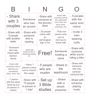 Sharing Bingo! Bingo Card