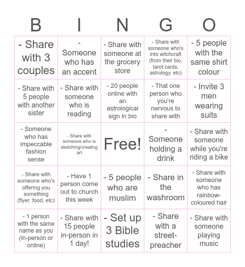Sharing Bingo! Bingo Card