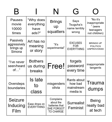Film Bingo Card