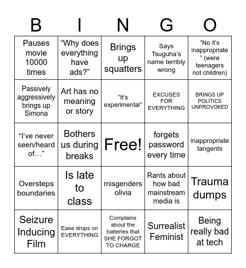 Film Bingo Card