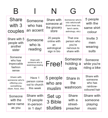 Sharing Bingo Card