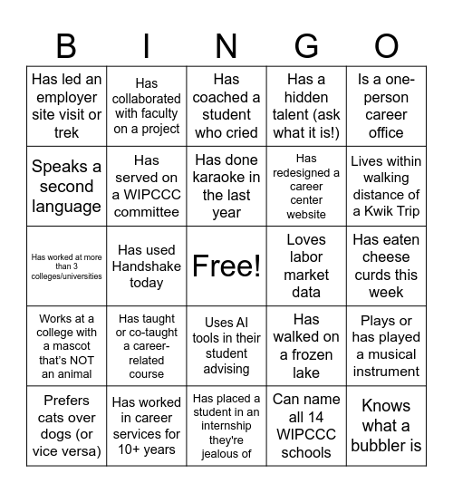 WIPCCC Bingo! Bingo Card
