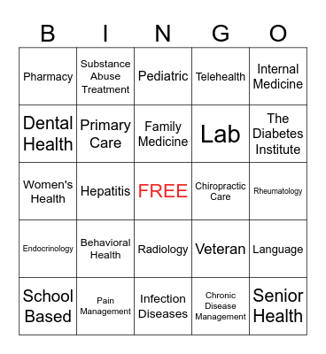 Services at HopeHealth Bingo Card