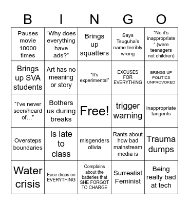 Film Bingo Card