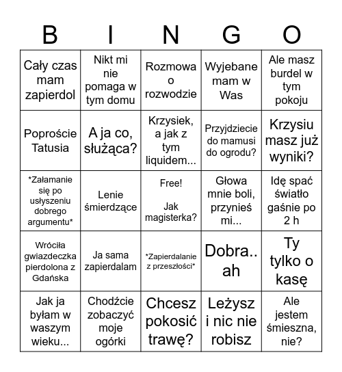 Wakacje z Martą Bingo Card