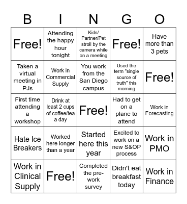 Workshop Bingo Card