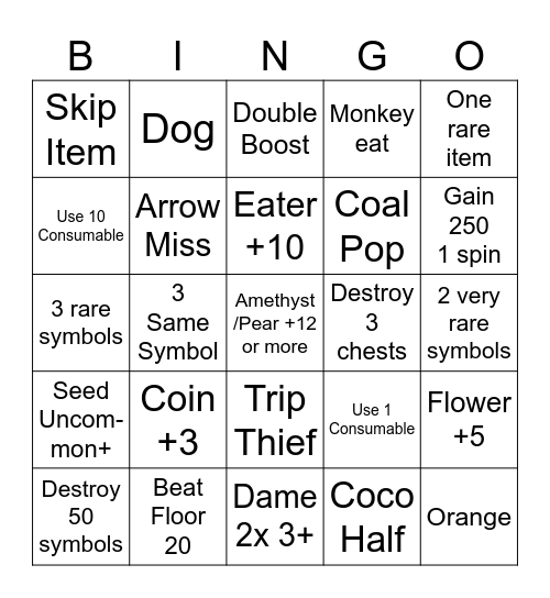 Luck be a landlord bingo Card