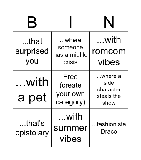 Share a fic... Bingo Card