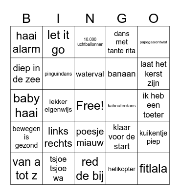 Muziekbingo groep 3 Bingo Card