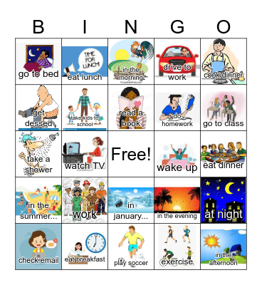 Activities Bingo Card
