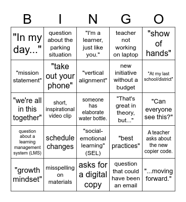 PD Bingo 2025 Bingo Card
