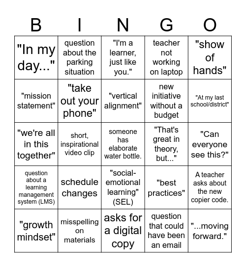 PD Bingo 2025 Bingo Card