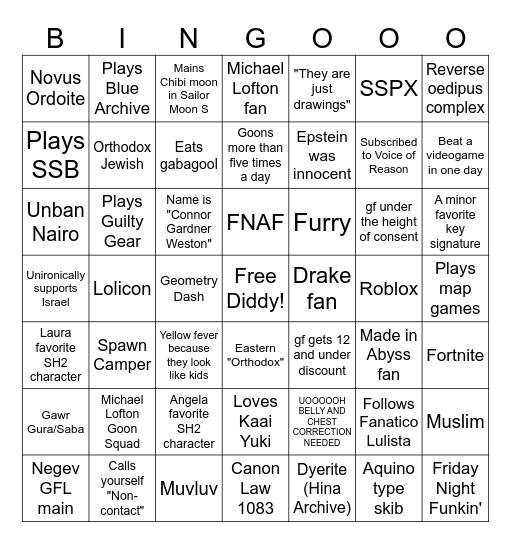 MAP Bingo Card