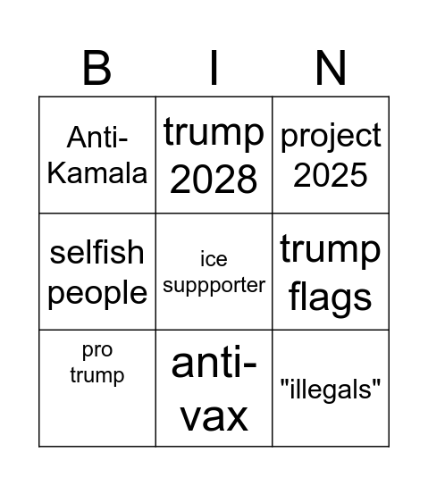 ugh Bingo Card